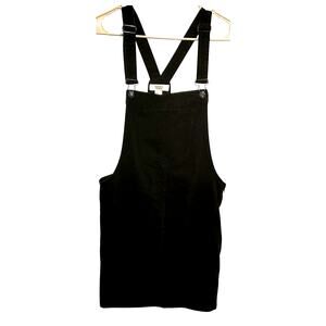 Forever 21 Black Jean Overall Bib Shortall Denim Dress Size Small